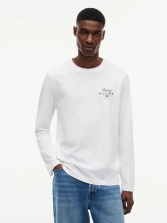 Tommy Hilfiger tshirt bianca uomo logo sul petto