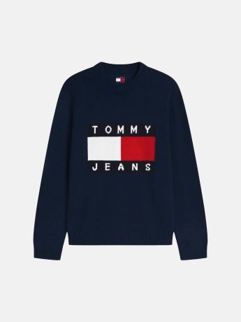 Tommy Jeans maglia blu navy uomo maxi logo