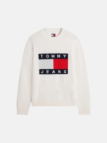 Tommy Jeans maglia bianca uomo maxi logo