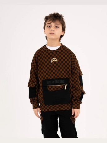 Sprayground felpa marrone bambino all over