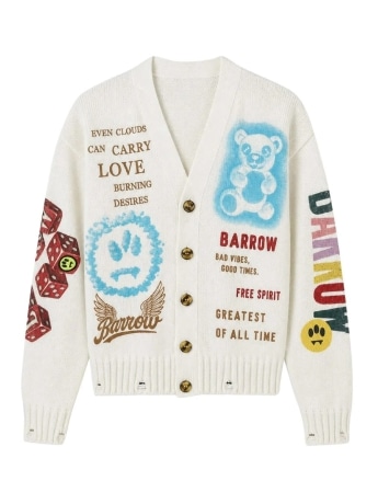 Barrow cardigan panna uomo all over