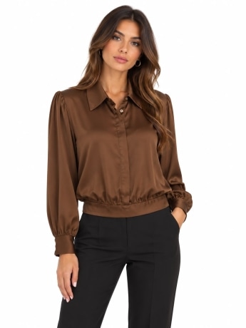 Fracomina camicia marrone donna in viscosa