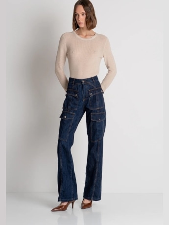 Fracomina pantalone in denim donna con logo