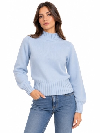 Fracomina maglia celeste donna mini logo