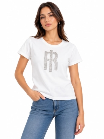 Fracomina tshirt bianca donna maxi logo