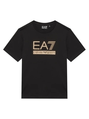 Emporio Armani tshirt nera gold bambinomaxi logo