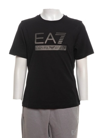 Emporio Armani tshirt nera bambino maxi logo