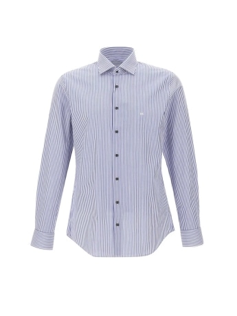 Michael Kors camicia celeste uomo a righe mini logo