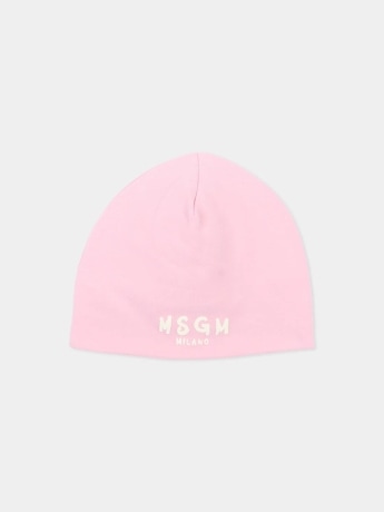 Msgm cappello rosa neonata con logo