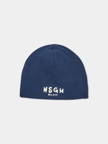 Msgm cappello blu navy neonato con logo