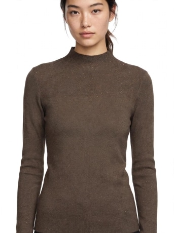 Fracomina maglia marrone donna con strass mini logo