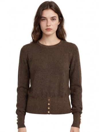 Fracomina maglia marrone donna con bottoni mini logo