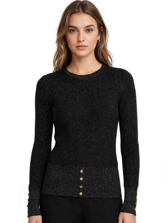 Fracomina maglia nera donna con bottoni mini logo