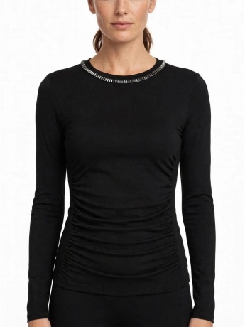 Fracomina tshirt nera donna con strass