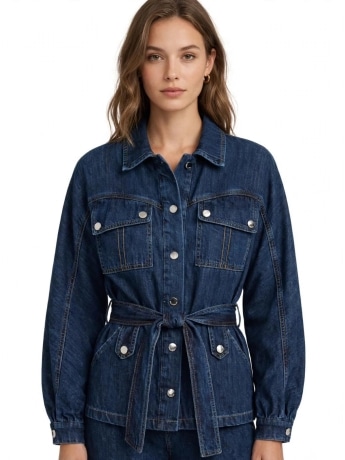 Fracomina giacca in denim donna mini logo