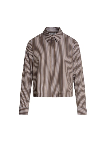 Fracomina camicia marrone donna a righe con logo
