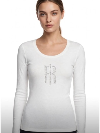 Fracomina tshirt bianca donna maxi logo