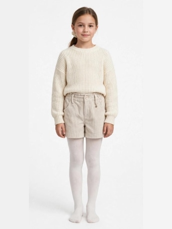 Kocca shorts crema bambina in velluto mini logo