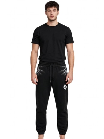 Marcelo Burlon pantalone tuta nero uomo maxi logo sul retro