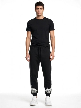 Marcelo Burlon pantalone tuta nero uomo maxi logo sul fondo