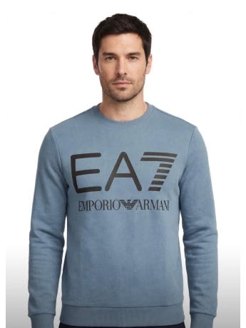Ea7 felpa blu chiaro uomo maxi logo