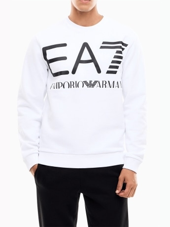 Ea7 felpa bianca uomo maxi logo