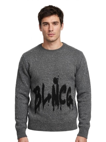 Blncg maglia grigia uomo maxi logo