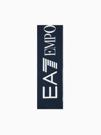 Ea7 sciarpa blu navy uomo maxi logo