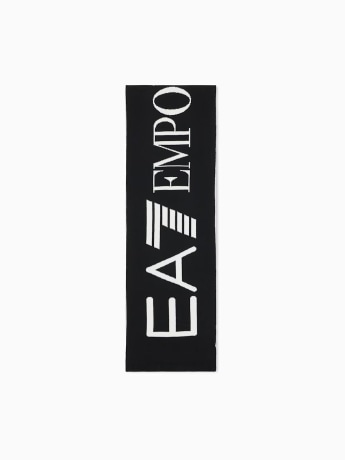 Ea7 sciarpa nera uomo maxi logo
