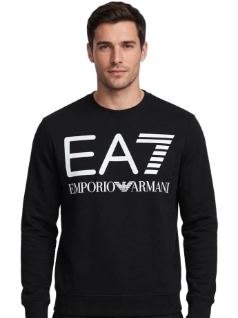 Ea7 felpa nera uomo maxi logo