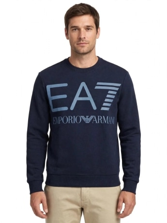 Ea7 felpa blu uomo maxi logo