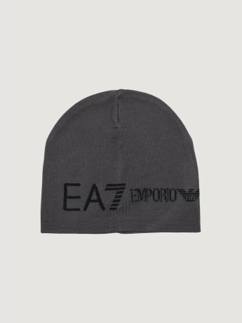 Ea7 cappello grigio scuro uomo logo lettering