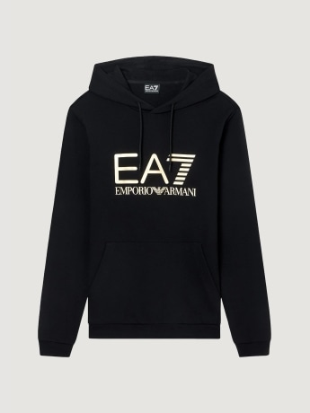 Ea7 felpa nera oro uomo maxi logo