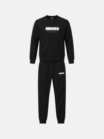 Ea7 tuta nera uomo maxi logo bianco