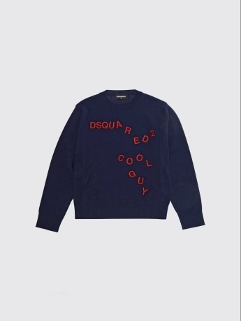 Dsquared2 maglia blu navy bambino logo all over