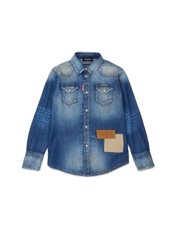 Dsquared2 camicia in denim bambino con logo
