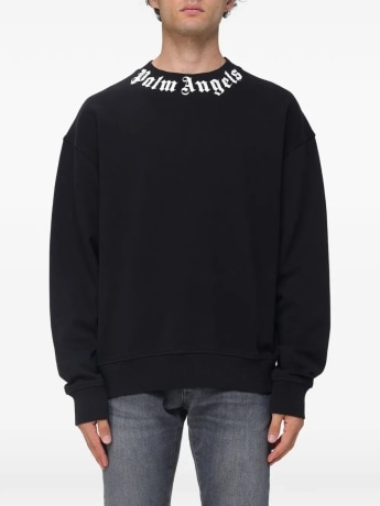 Palm Angels felpa nera uomo maxi logo