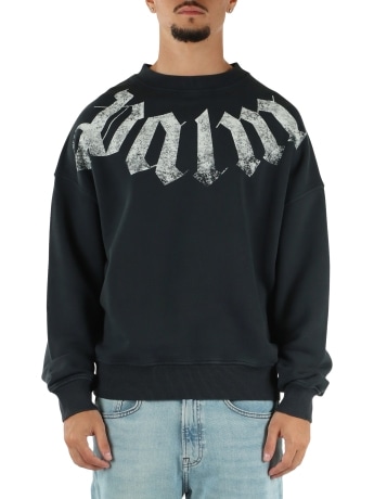 Palm Angels felpa nera uomo maxi logo