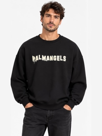 Palm Angels felpa nera uomo maxi logo