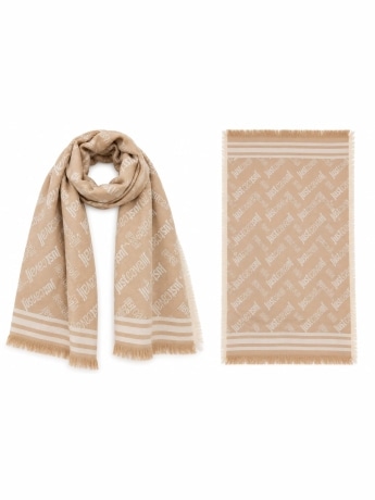 Just Cavalli sciarpa beige donna logo all over