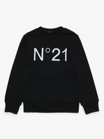 N21 felpa nera bambina maxi logo