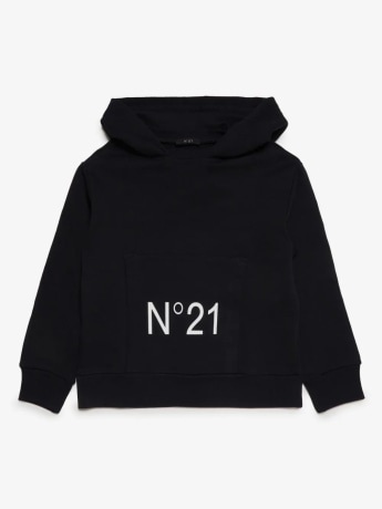 N21 felpa nera bambina maxi logo