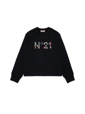 N21 felpa nera bambina maxi logo
