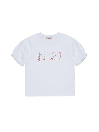 N21 tshirt bianca bambina maxi logo