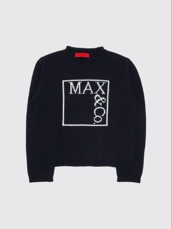 Max&co. maglia blu navy bambina maxi logo