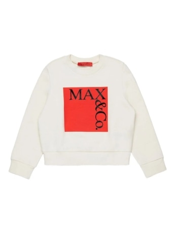 Max&co. felpa bianca bambina maxi logo