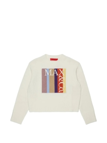 Max&co. maglia crema bambina maxi logo