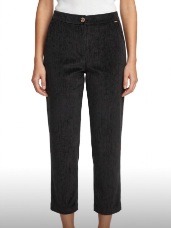 Fracomina pantalone nero donna in velluto mini logo