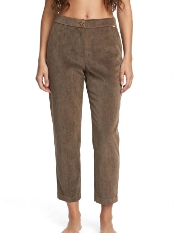 Fracomina pantalone beige donna in velluto mini logo