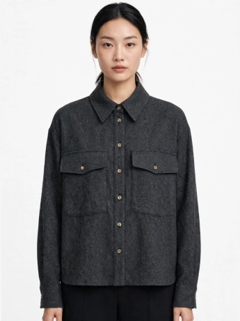 Fracomina camicia grigio fumo donna mini logo